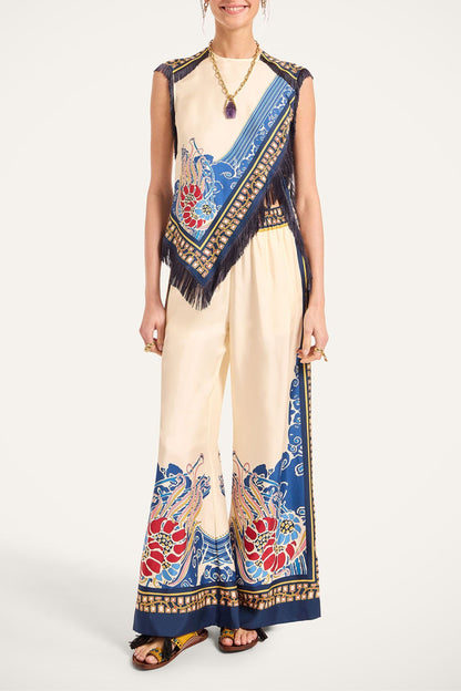 Hose Palazzo Lemuria in Ivory/Navy