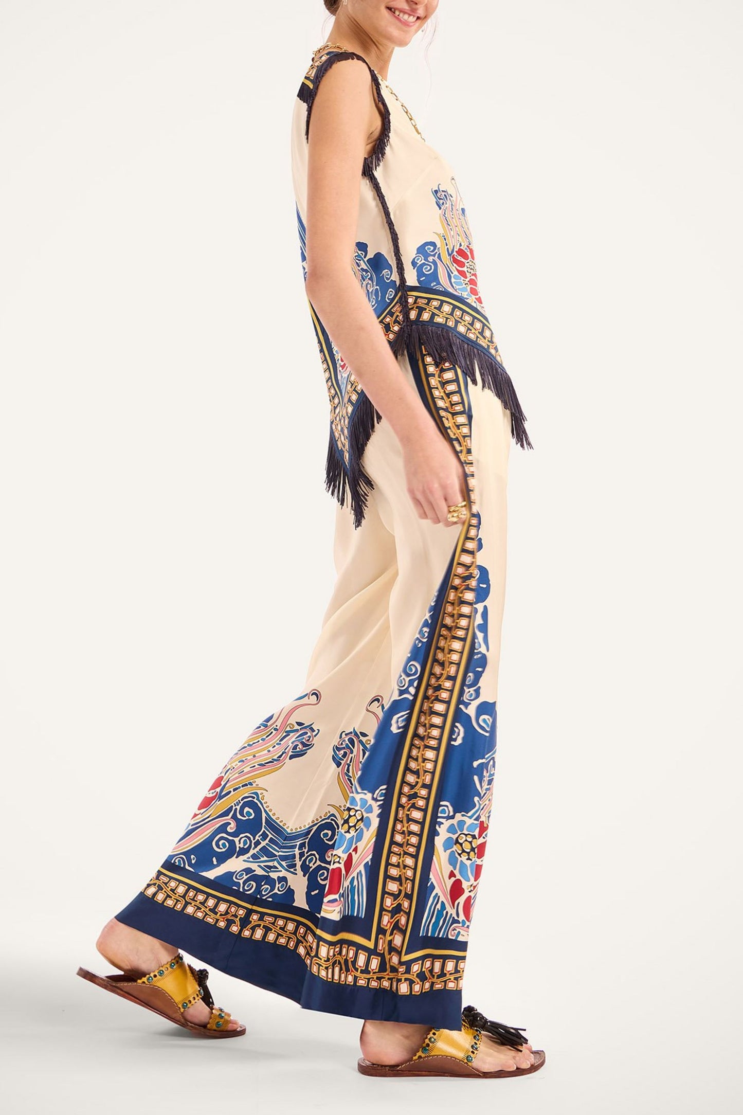 Hose Palazzo Lemuria in Ivory/Navy