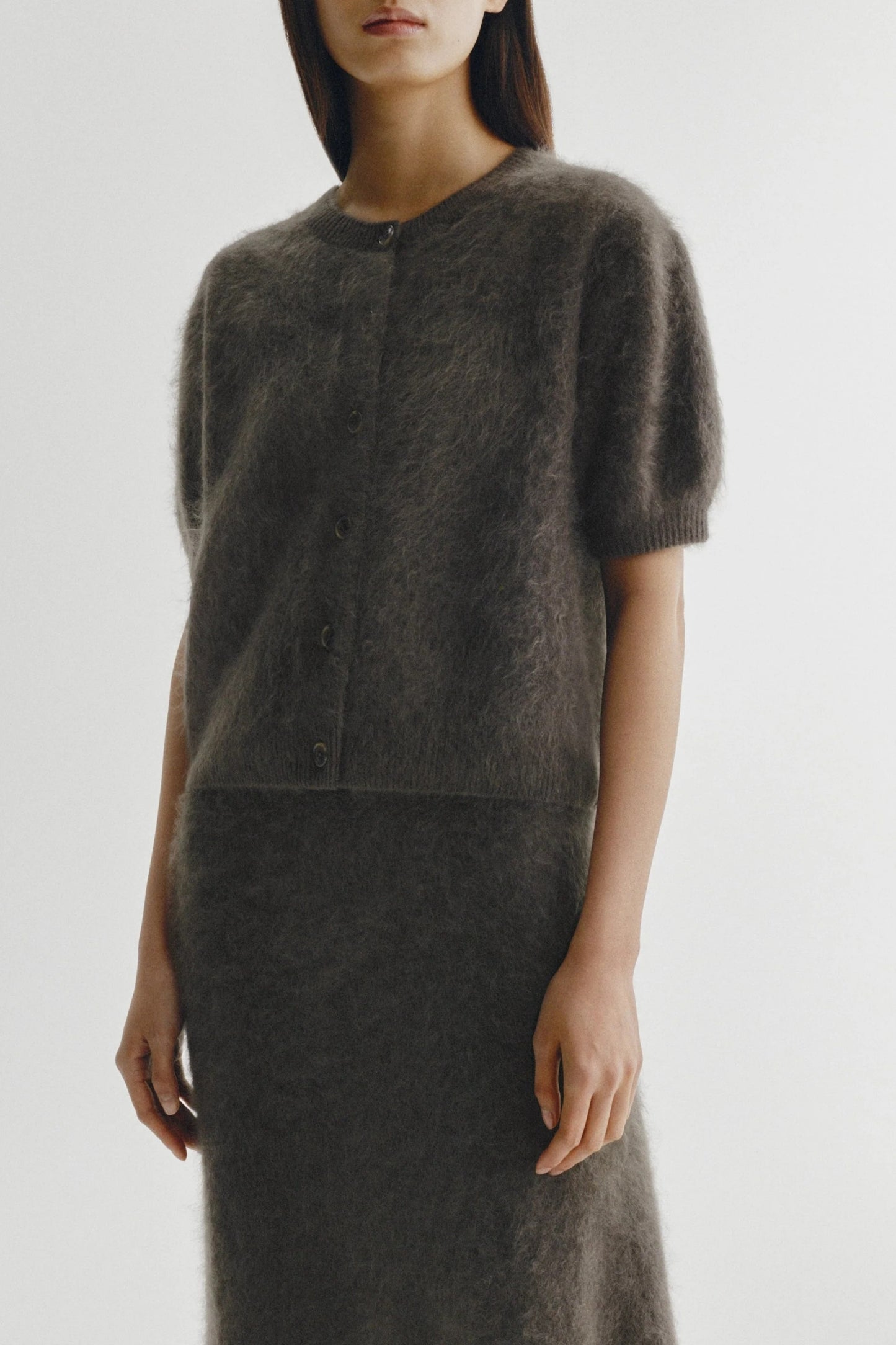 Cardigan Lucianne in Dark Fern Brushed Lisa Yang