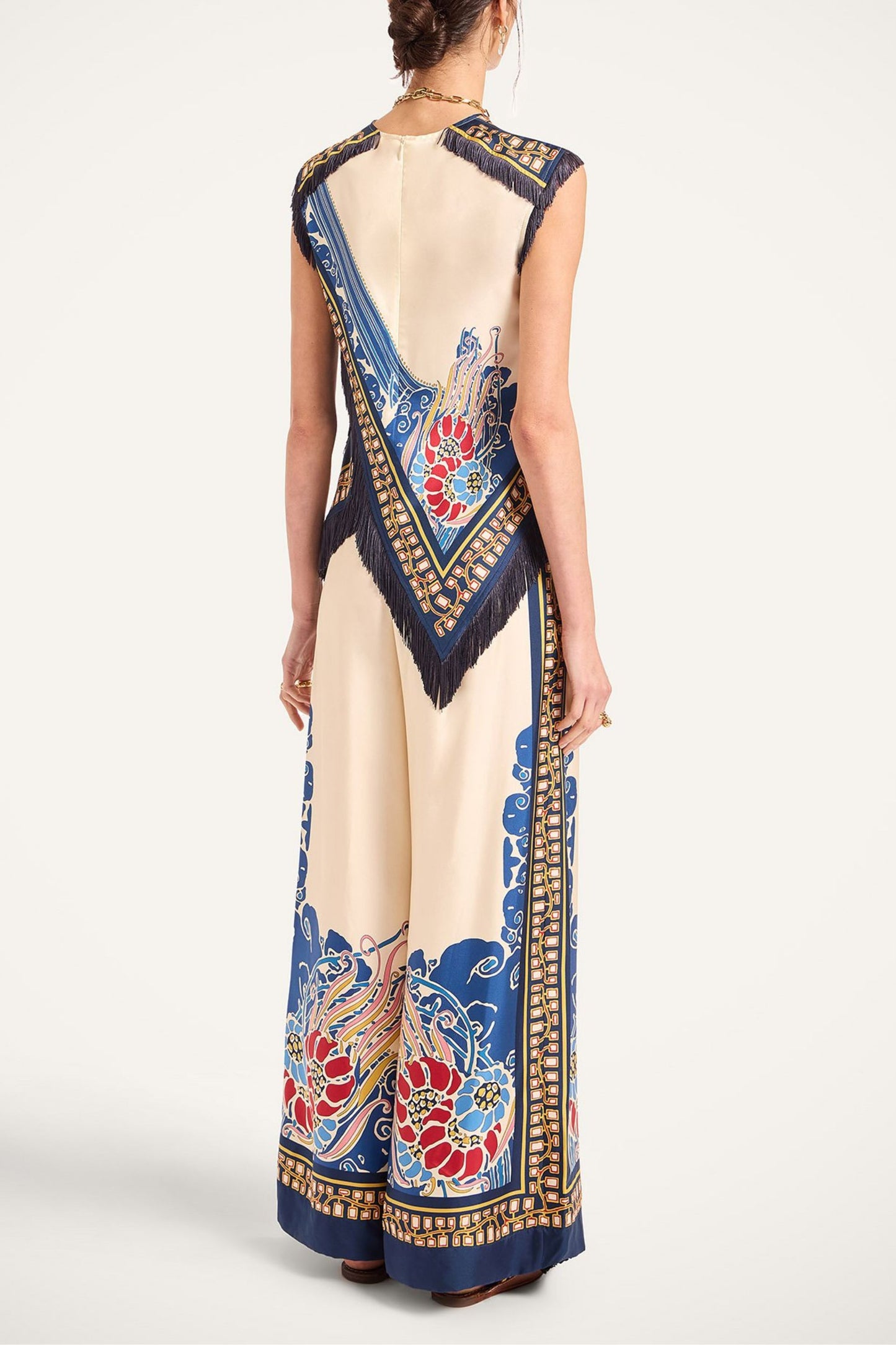 Hose Palazzo Lemuria in Ivory/Navy