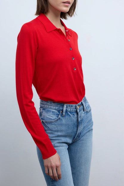 Longsleeve The Dea Polo in Ruadh Red