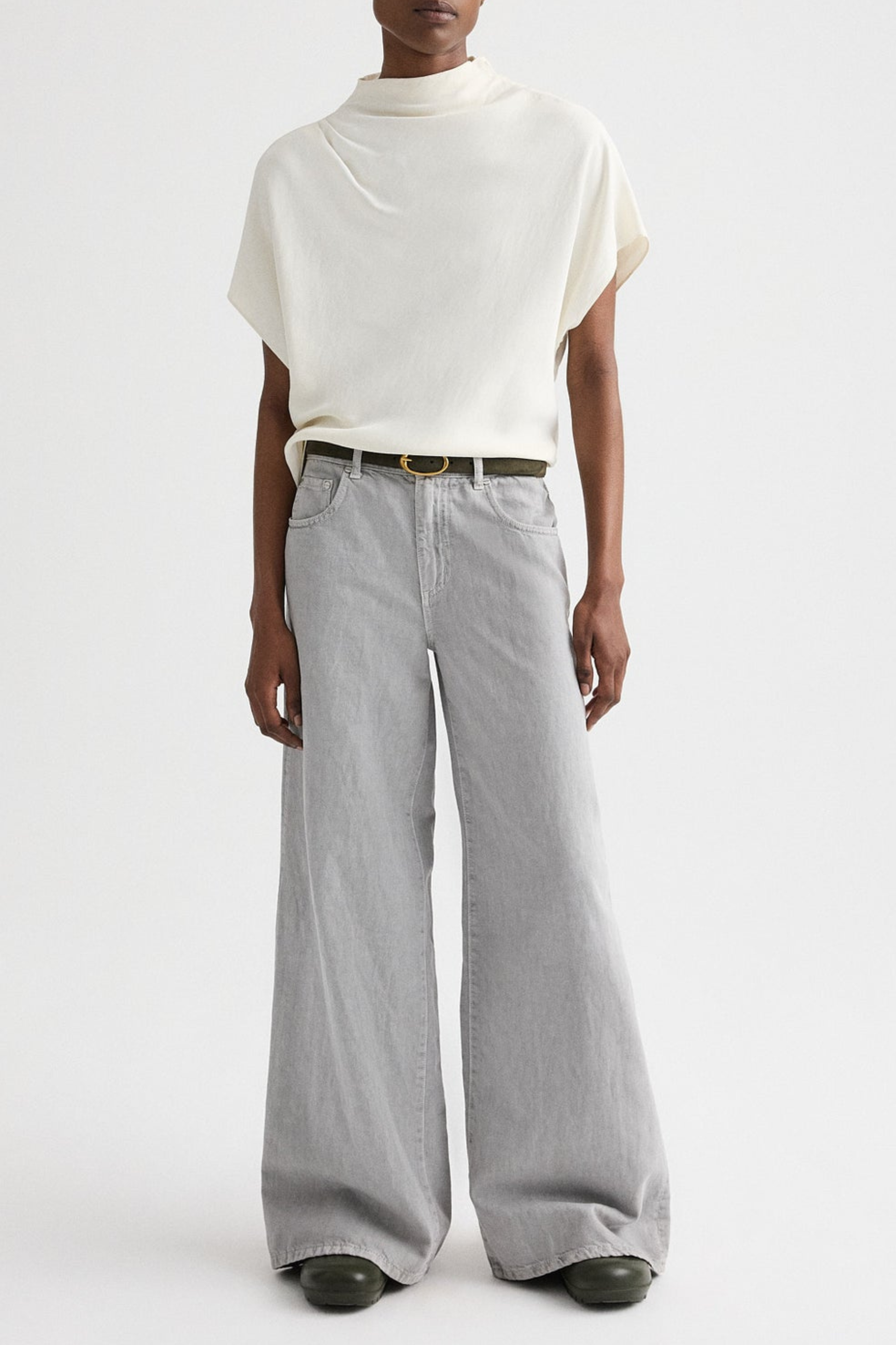 Bluse Mock Neck in BoneTWP Clothing - Anita Hass