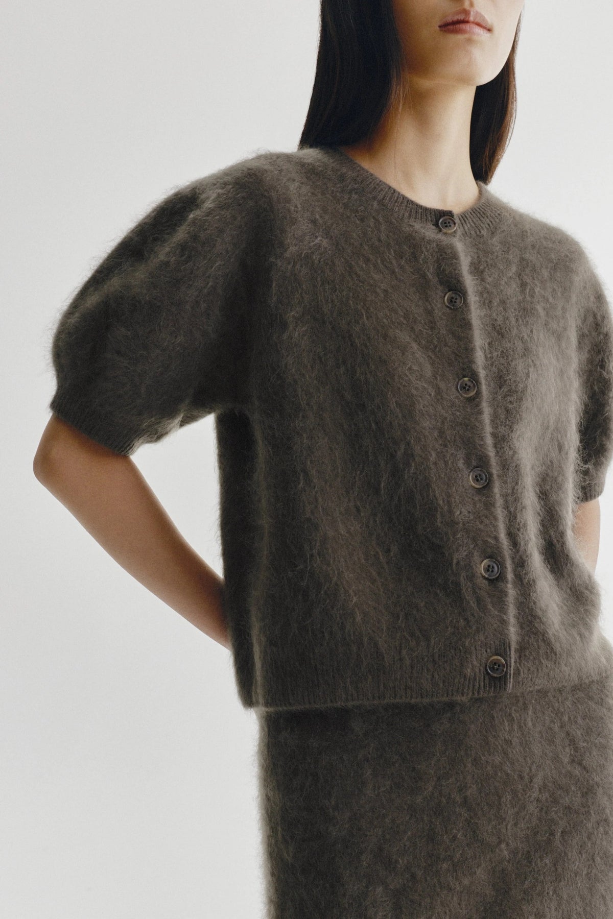 Cardigan Lucianne in Dark Fern Brushed Lisa Yang