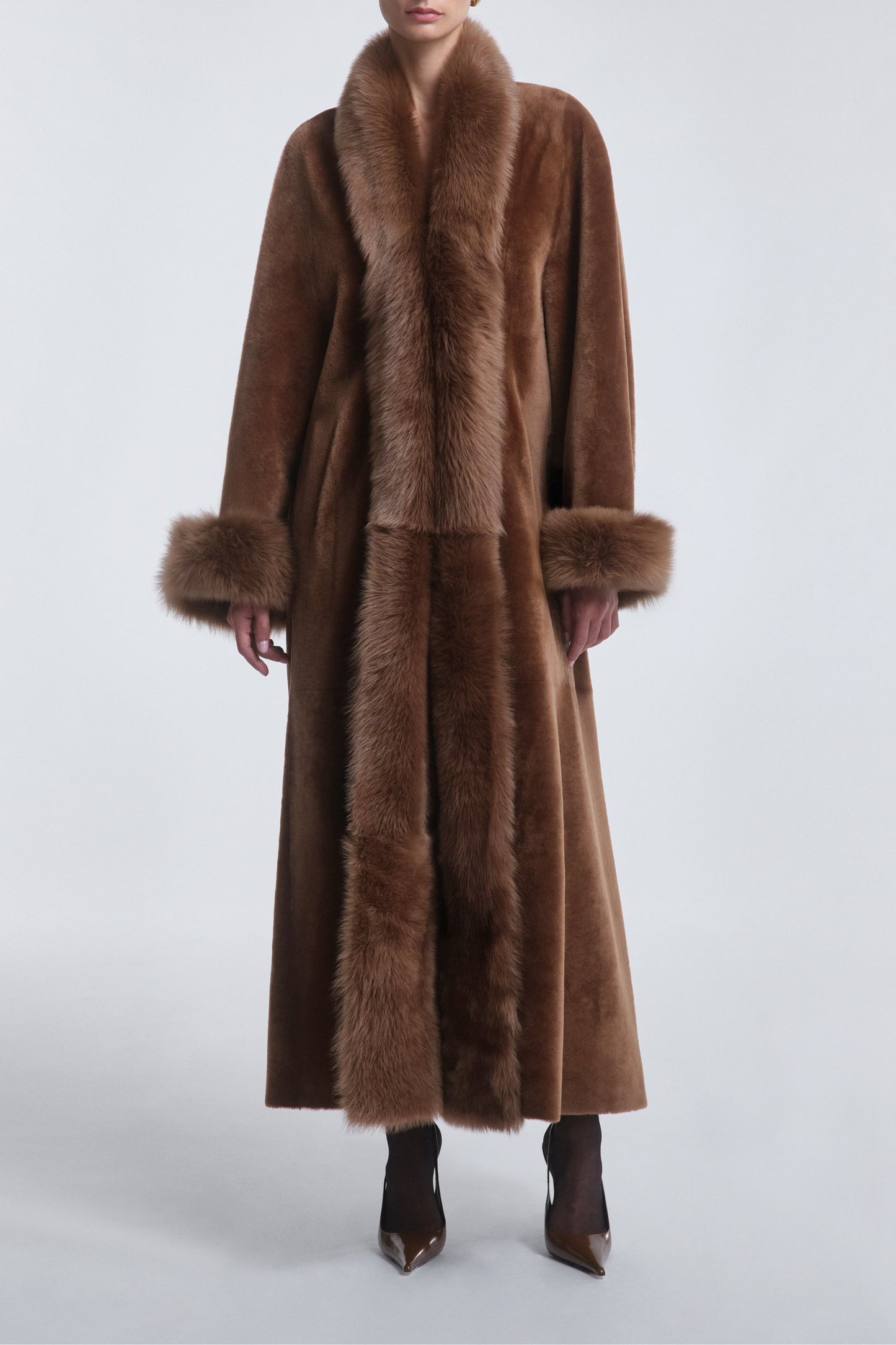 Sima shearling coat in toffee