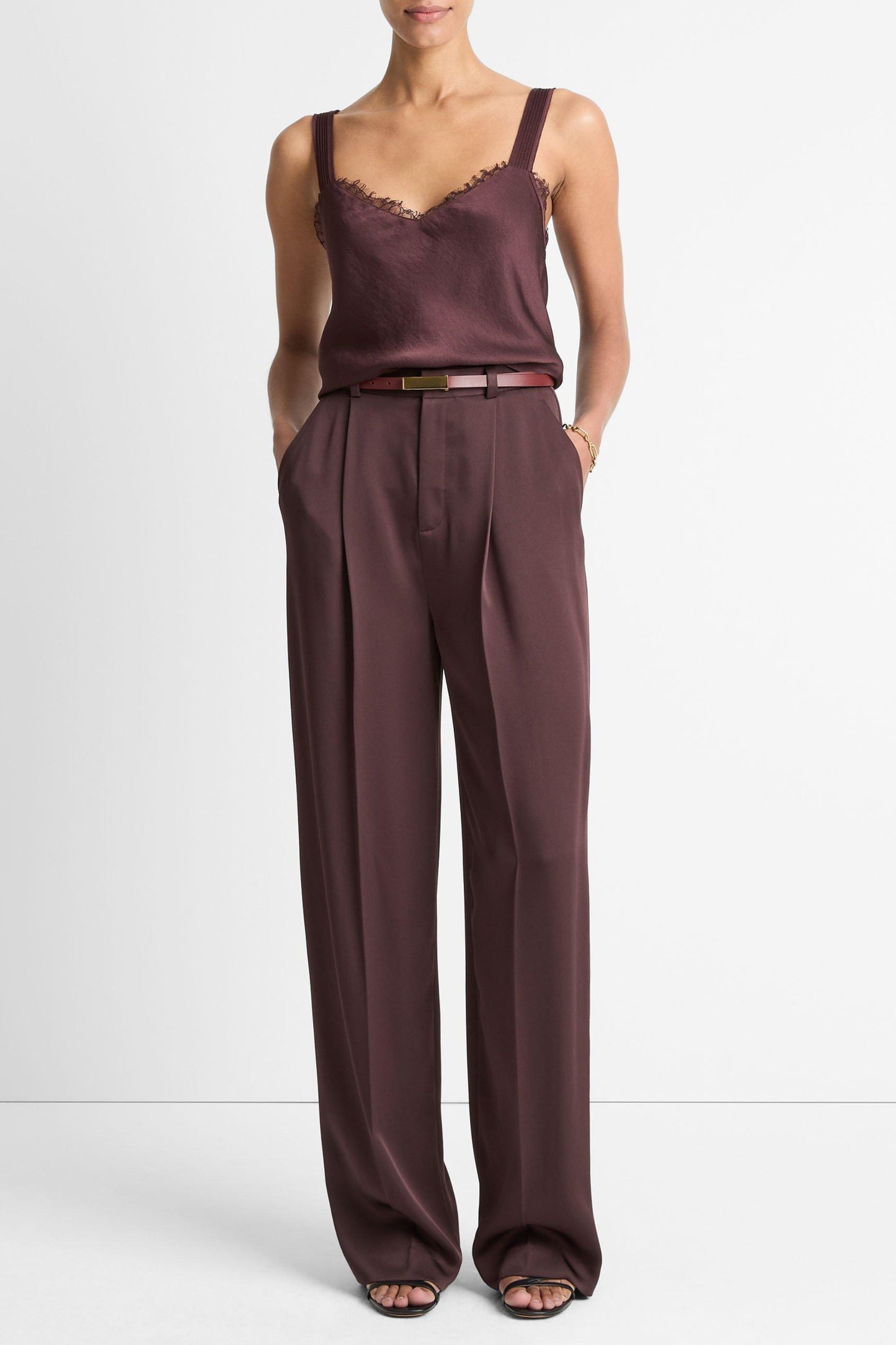 Hose Satin Pleated in Dark FigVince - Anita Hass