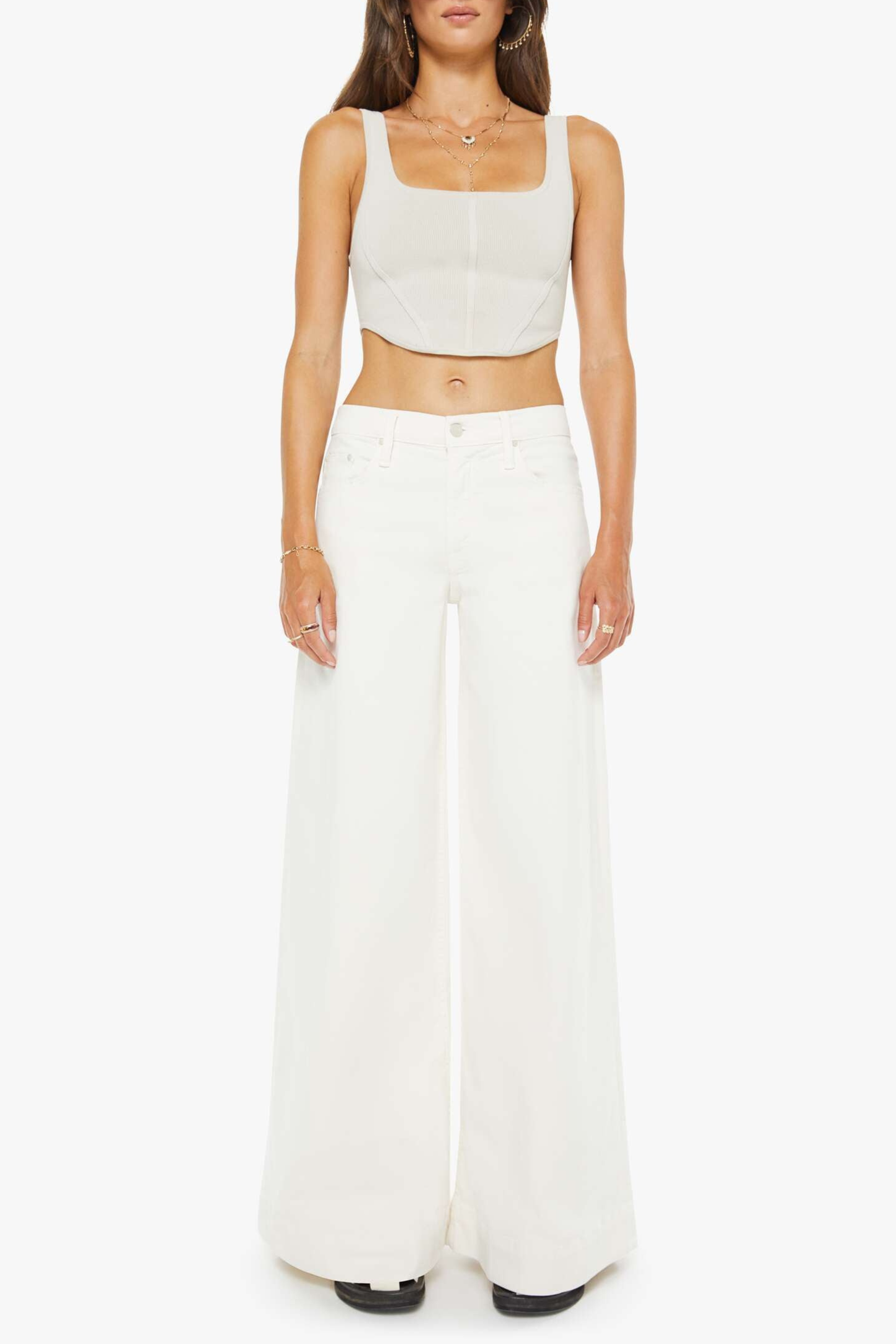 Jeans The Headliner Sneak in Cream PuffsMother - Anita Hass