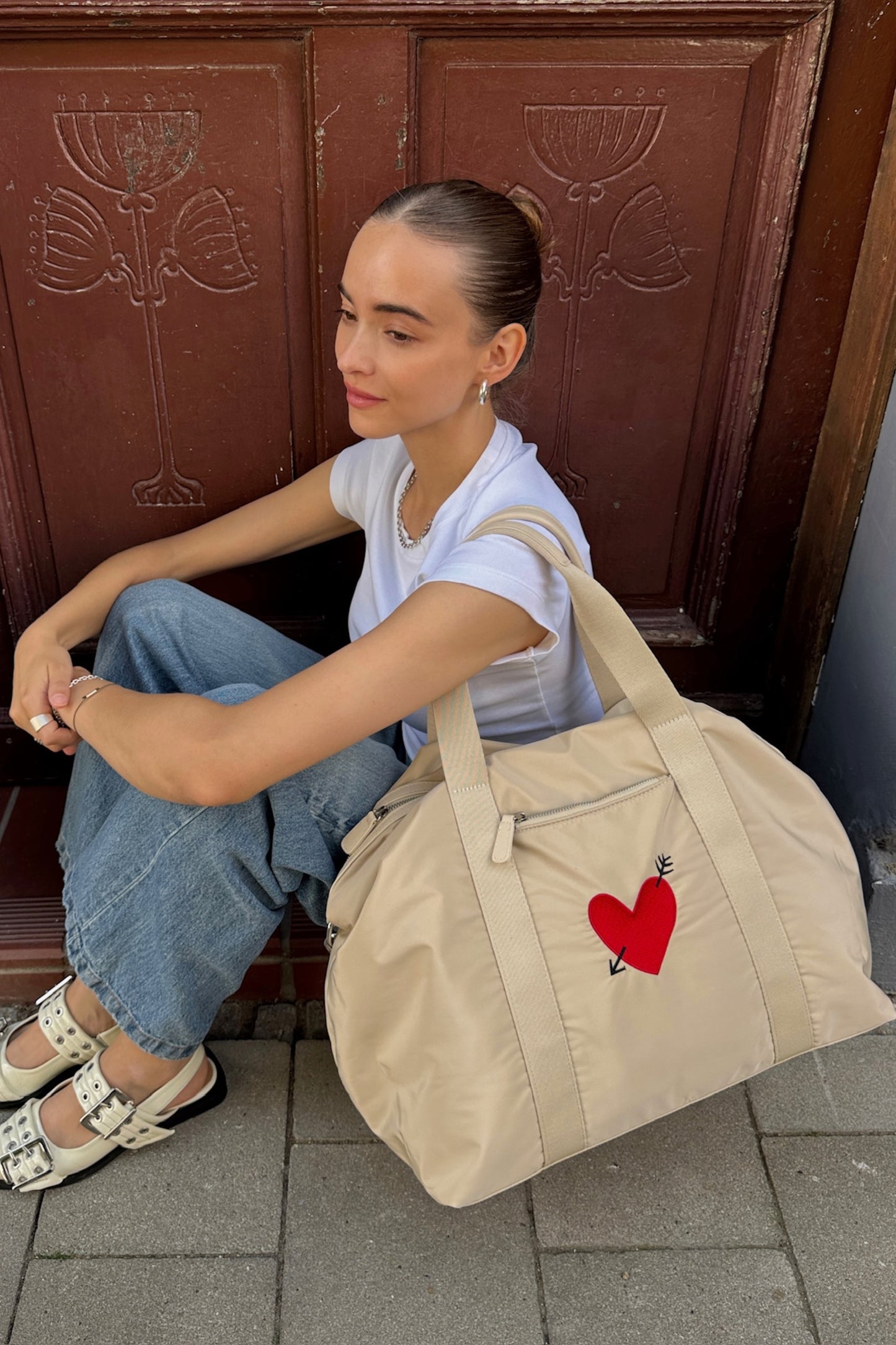 Tasche 'Heart' in Beige NylonAnita Hass - Anita Hass