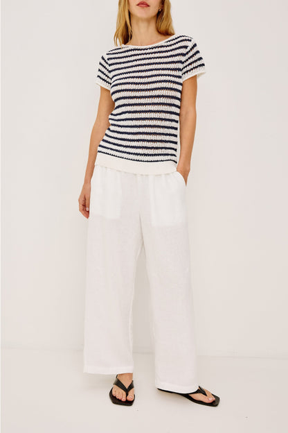 Knitted shirt Cady in Ivory/Indigo