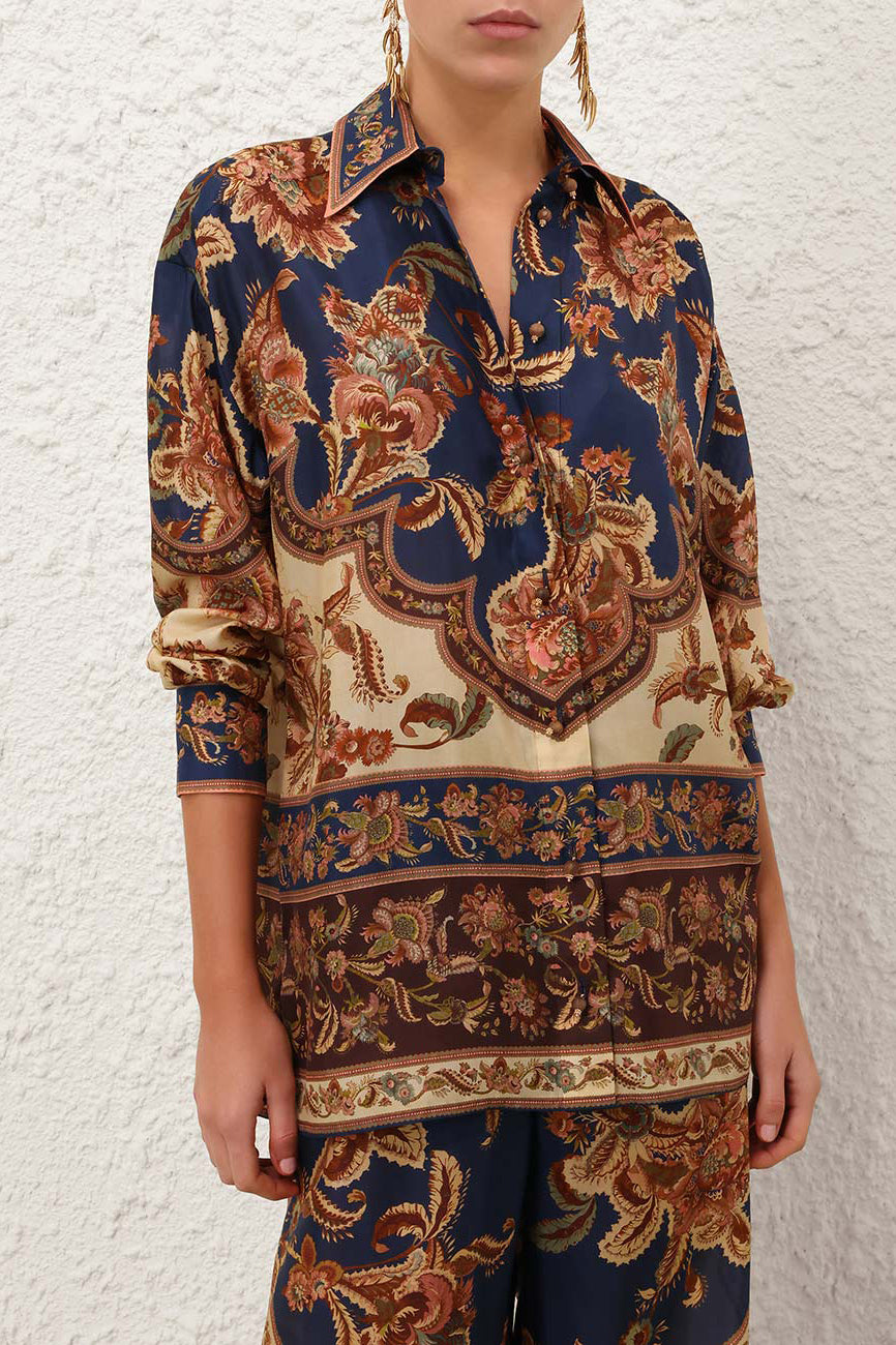 Camicetta Aster in blu navy stile giacobiano