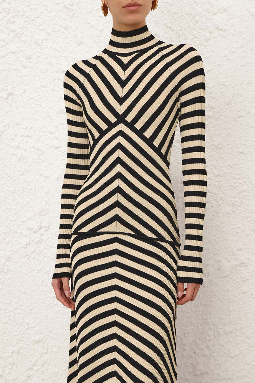 Valiant Deco Sweater in Black/Cream