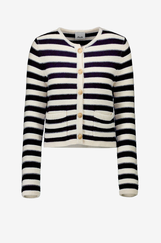 Cardigan Striped in Navy/IvoryAllude - Anita Hass