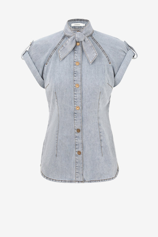 Jeansbluse Tie Neck in CastawayZimmermann - Anita Hass