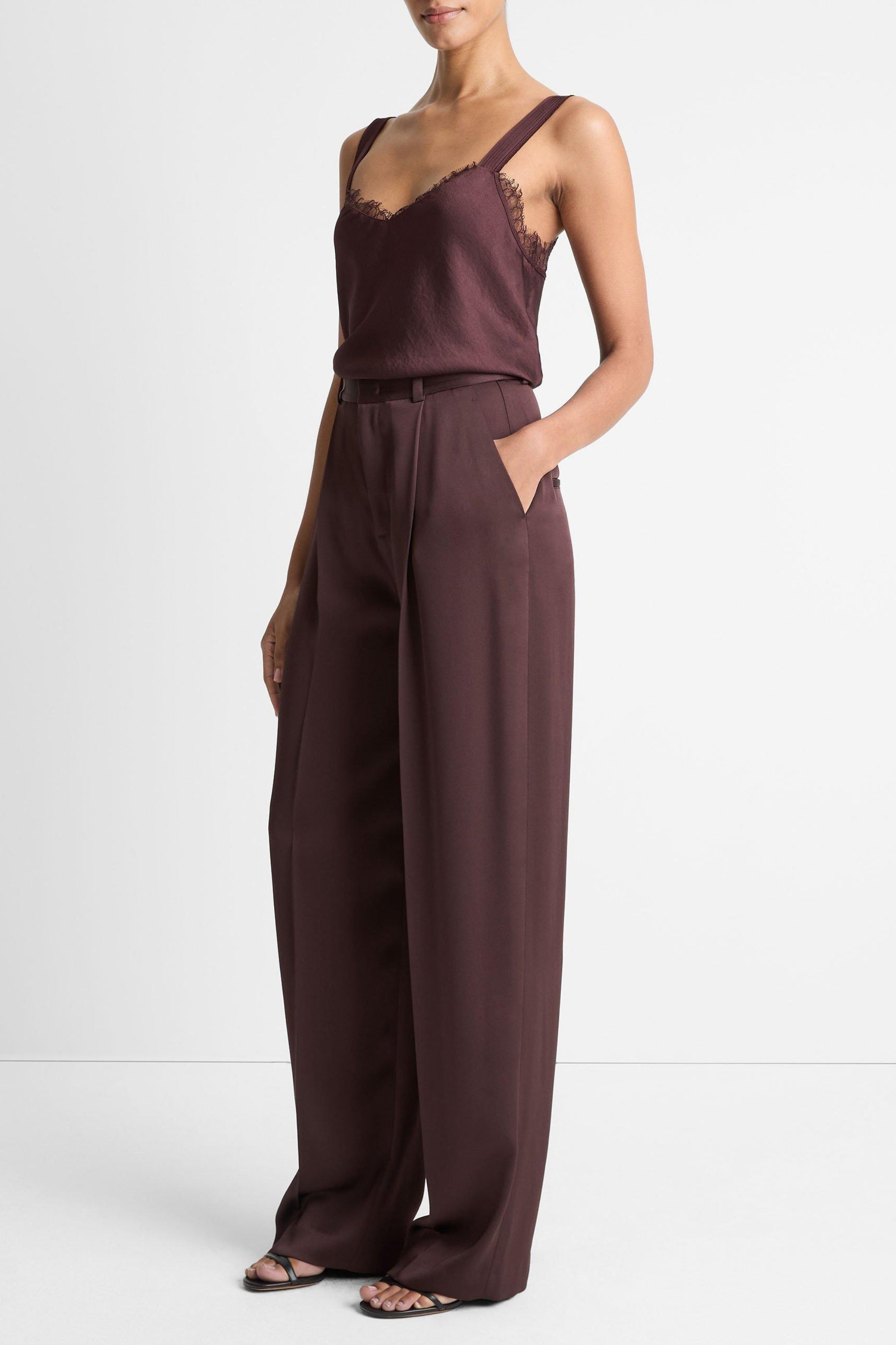 Hose Satin Pleated in Dark FigVince - Anita Hass