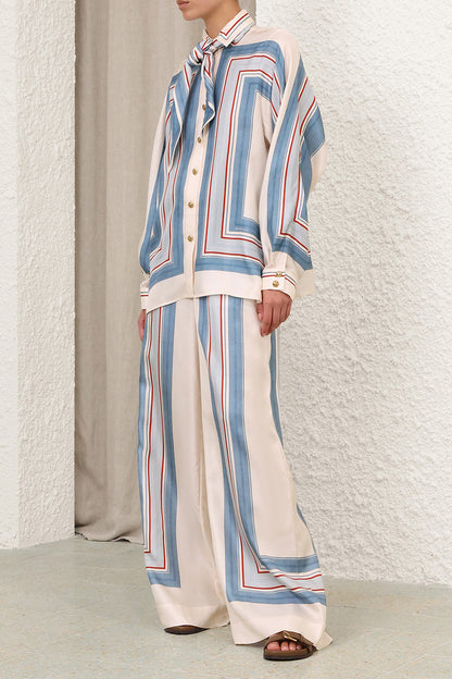 Bluse Relaxed Scarf in Ticking StripeZimmermann - Anita Hass