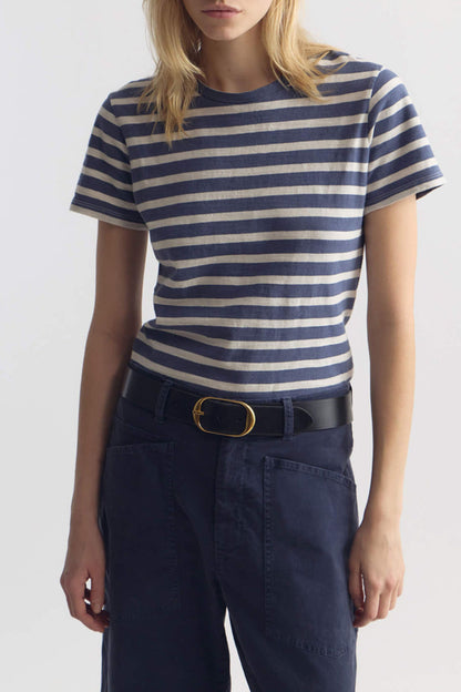 Camiseta Lana en azul Francia/marfil