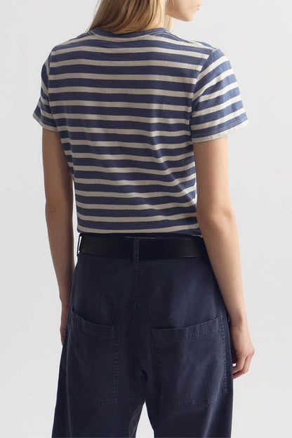 Camiseta Lana en azul Francia/marfil