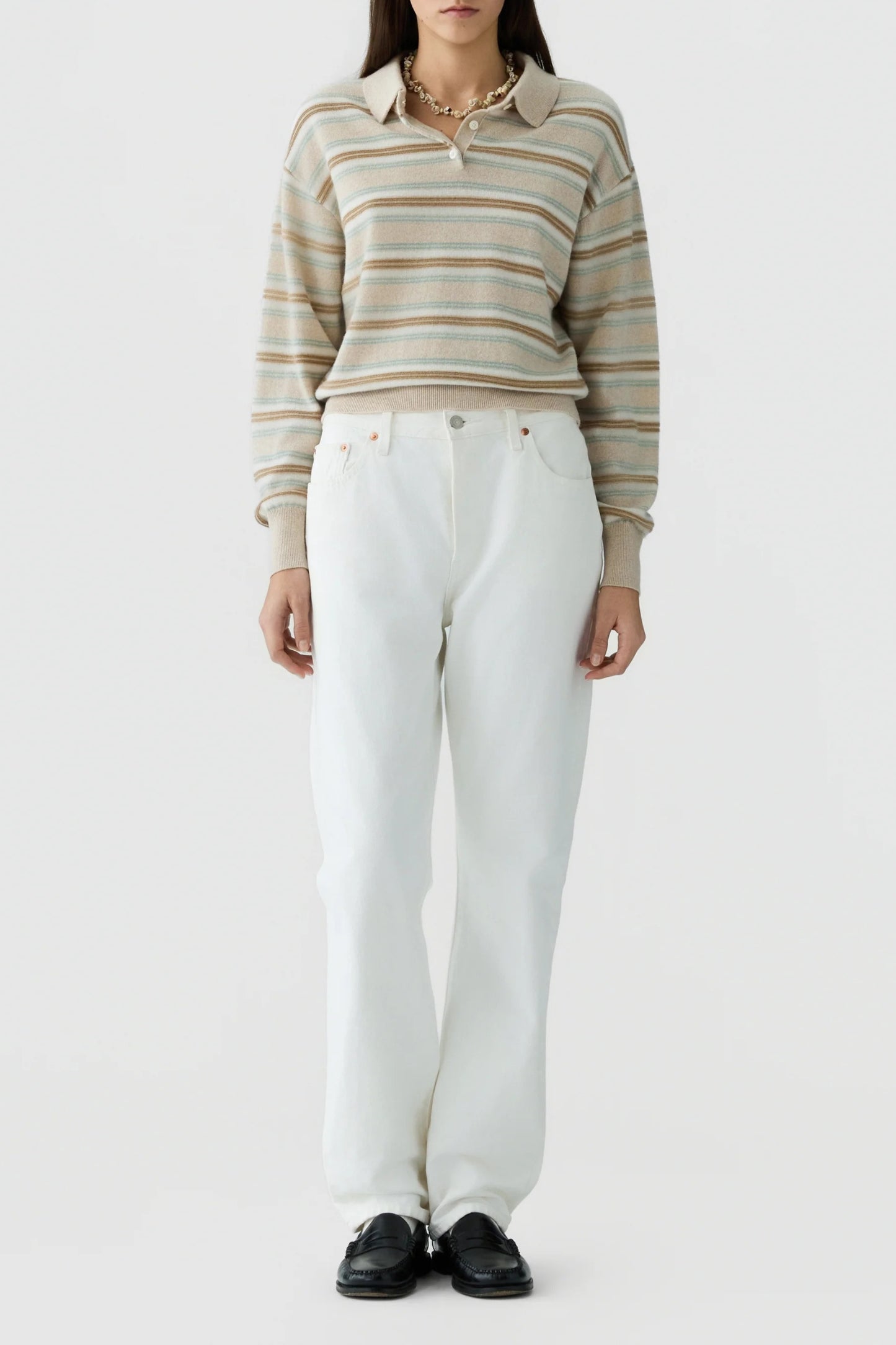 Pullover Collegiate Stripe in Sandstone Guest in Residence