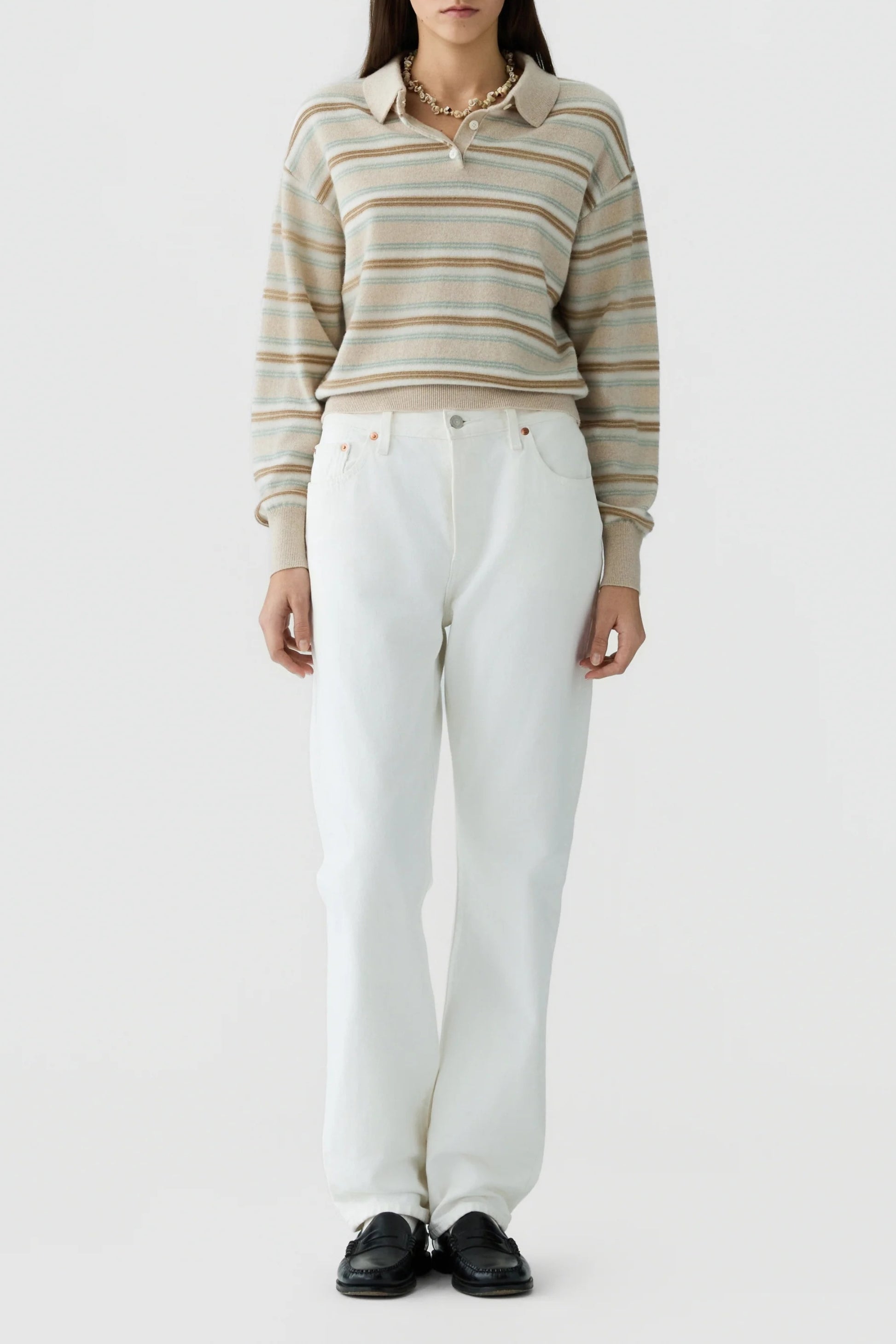 Pullover Collegiate Stripe in Sandstone Guest in Residence