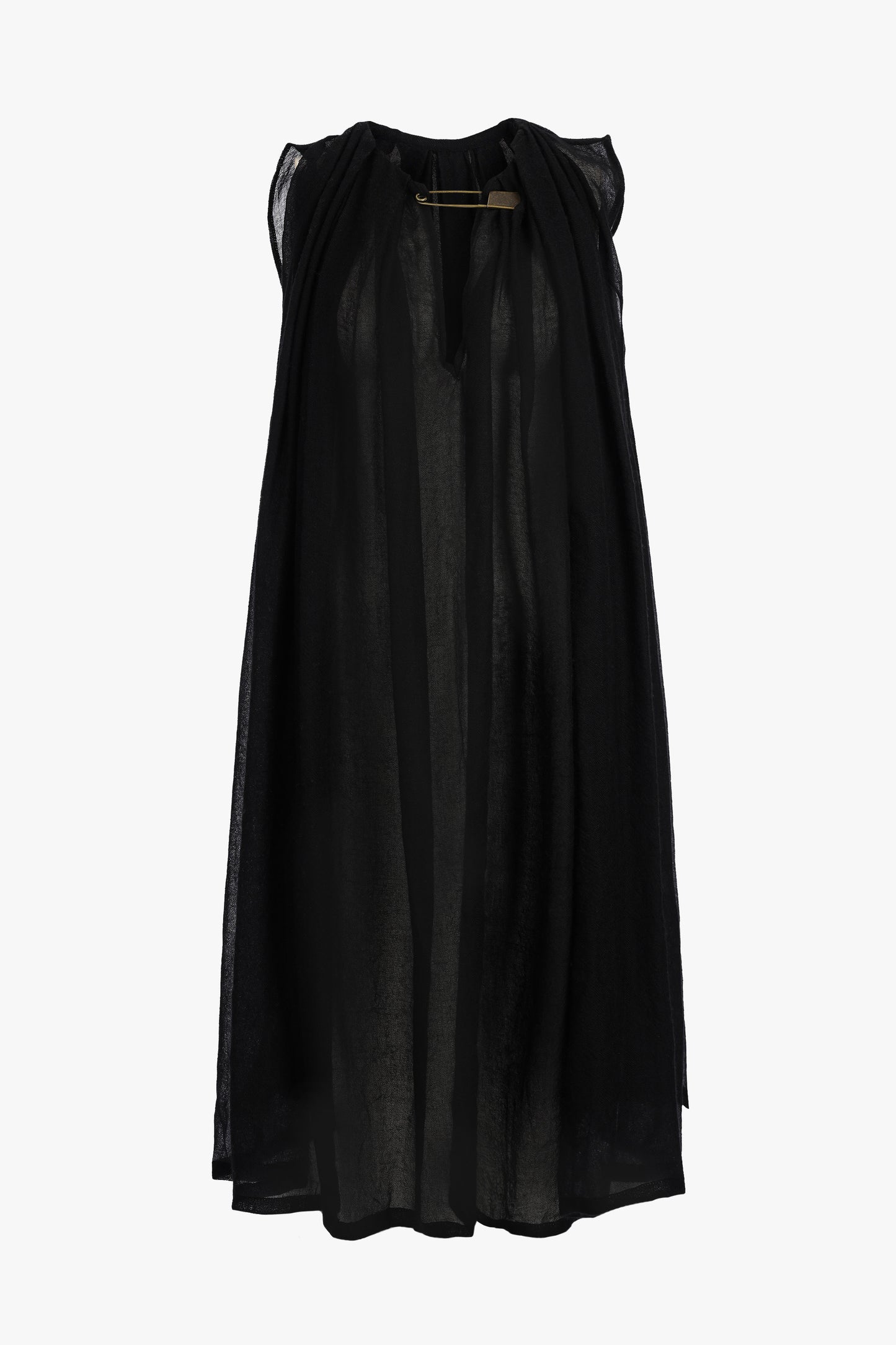 Drape Brooch dress in black
