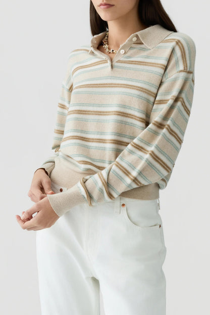 Pullover Collegiate Stripe in Sandstone Guest in Residence
