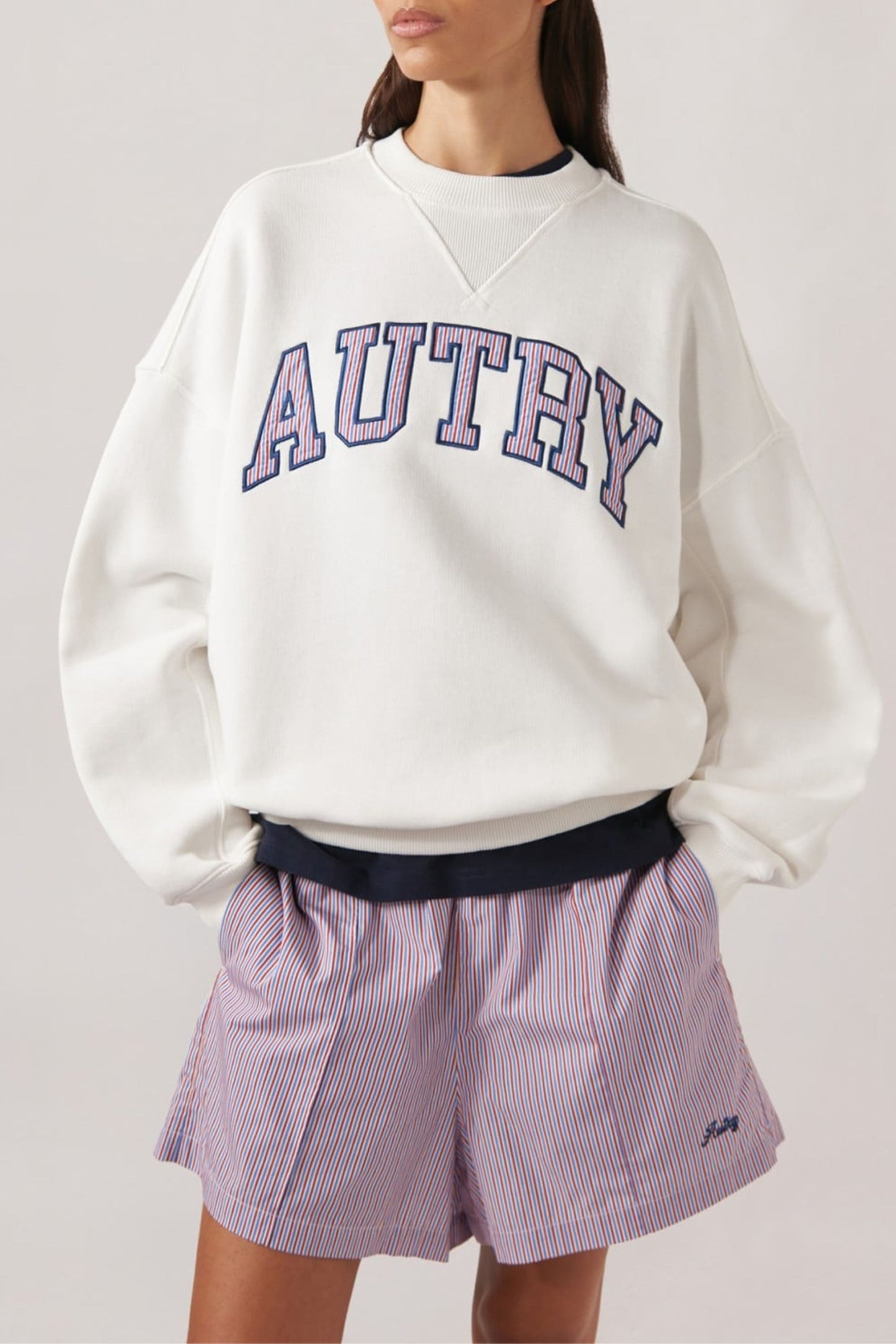 College sweatshirt in white/red/blue