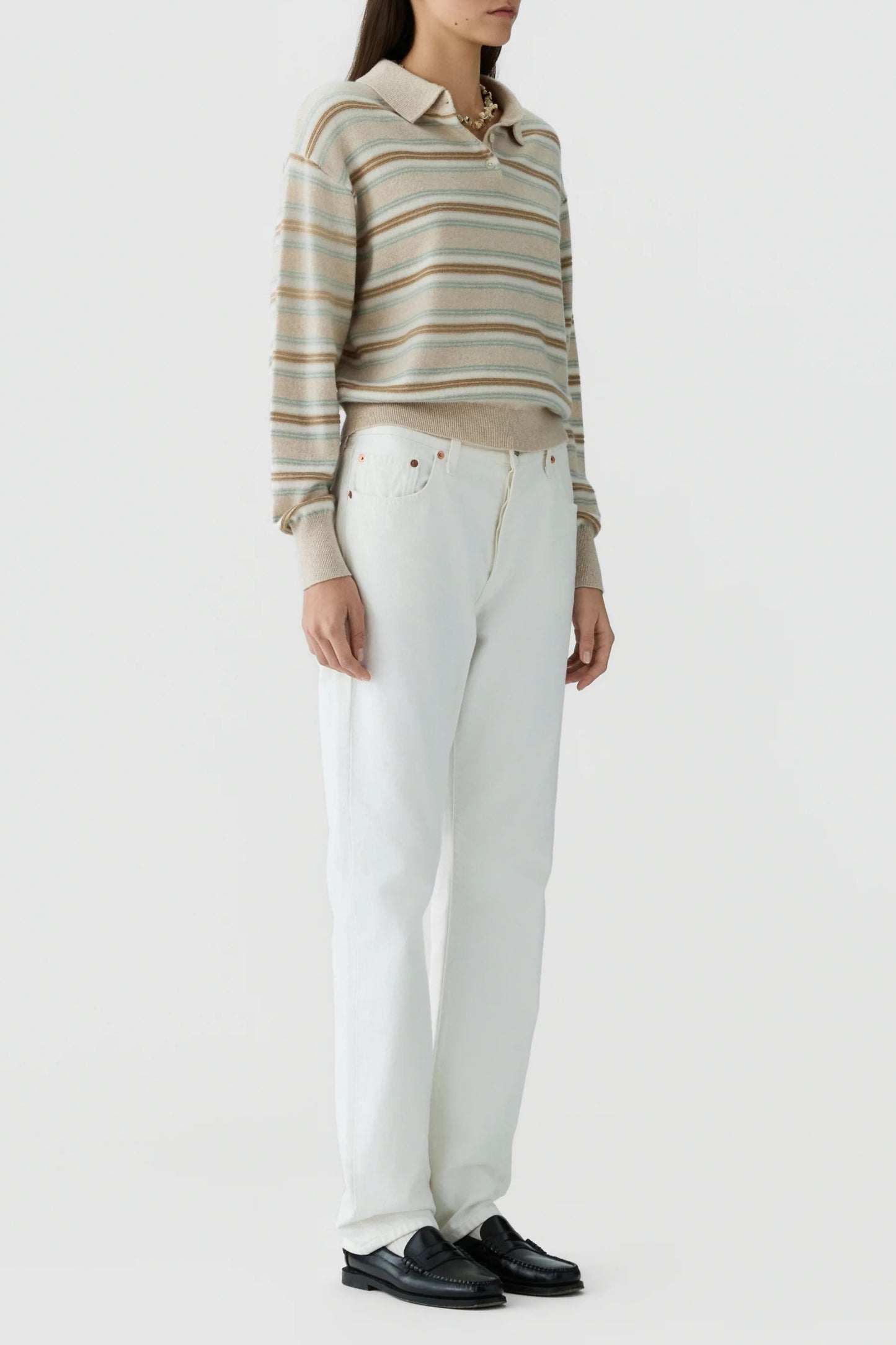 Pullover Collegiate Stripe in Sandstone Guest in Residence
