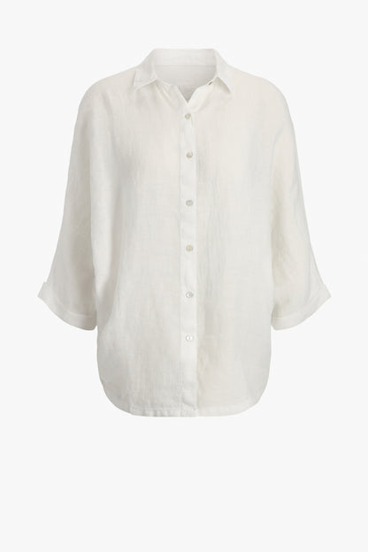 Bluse 3/4 in Solid White120 % Lino - Anita Hass