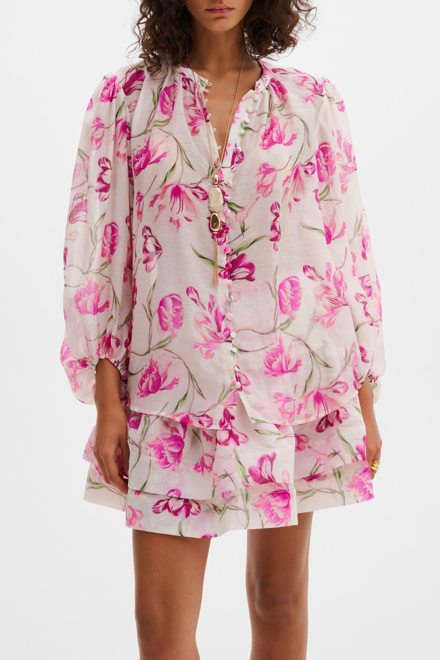 Blusa Minoa en rosa tulipán