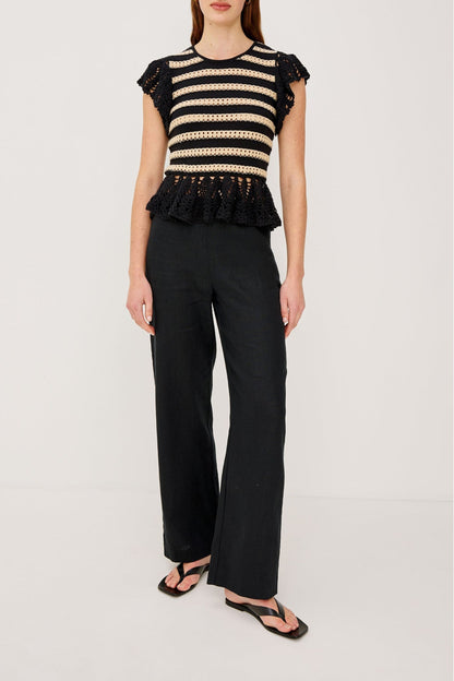 黑色燕麦条纹针织上衣 Coen