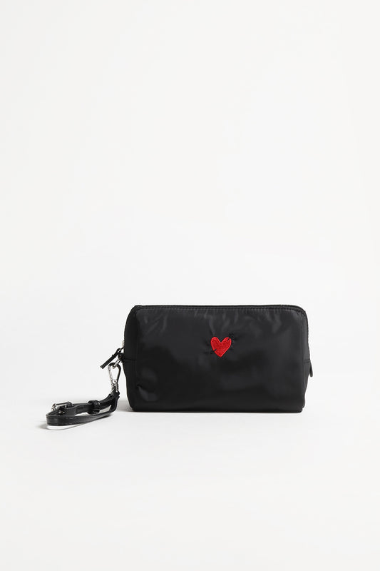 Pochette 'Heart' en nylon noir