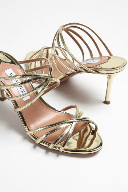 Mules Tell Me 75 in Soft GoldAquazzura - Anita Hass