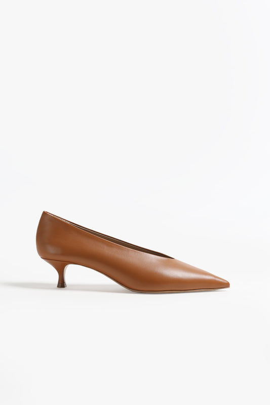 Kitten Heel Babouche in Camel