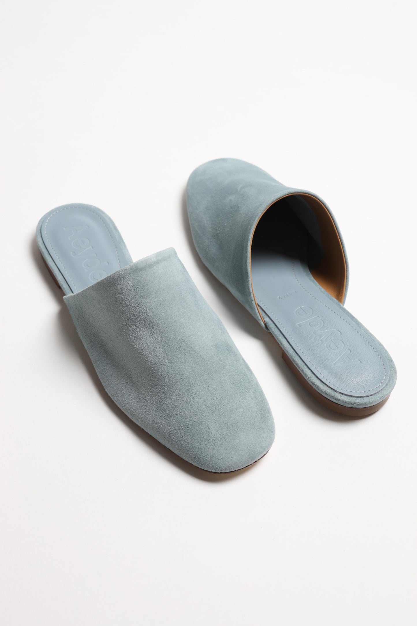 Mules Rega in Suede Glass Blue