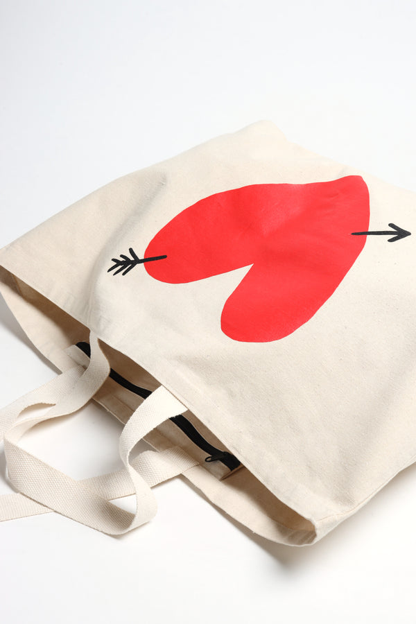 Large Canvas Shopper with Heart Logo