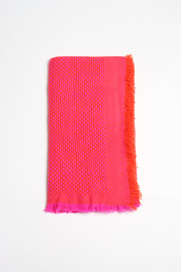 Cashmere scarf Chess in Pink/Orange Daisy
