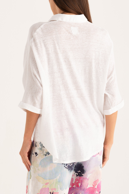 Bluse 3/4 in Solid White120 % Lino - Anita Hass