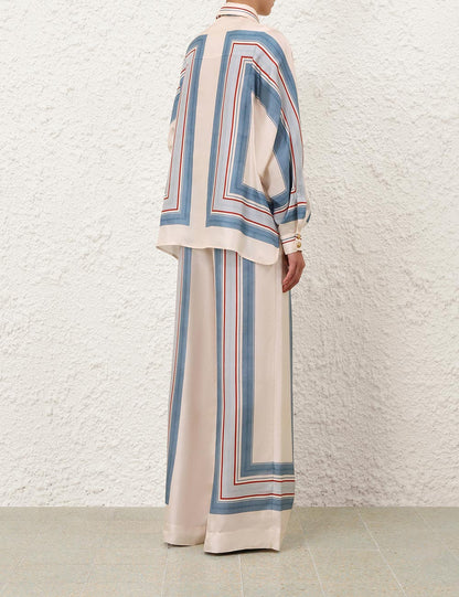 Bluse Relaxed Scarf in Ticking StripeZimmermann - Anita Hass