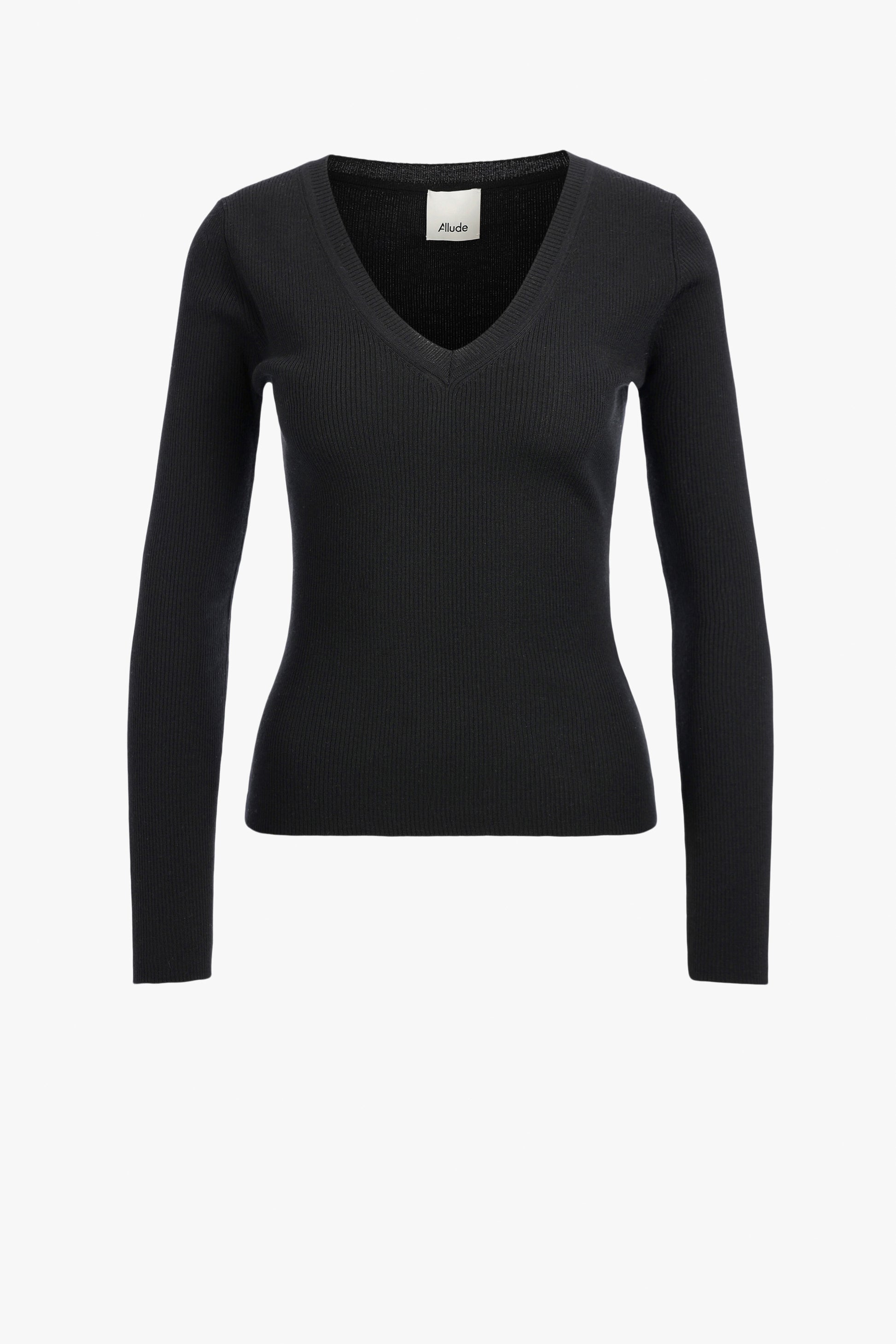 Longsleeve Deep-V in SchwarzAllude - Anita Hass
