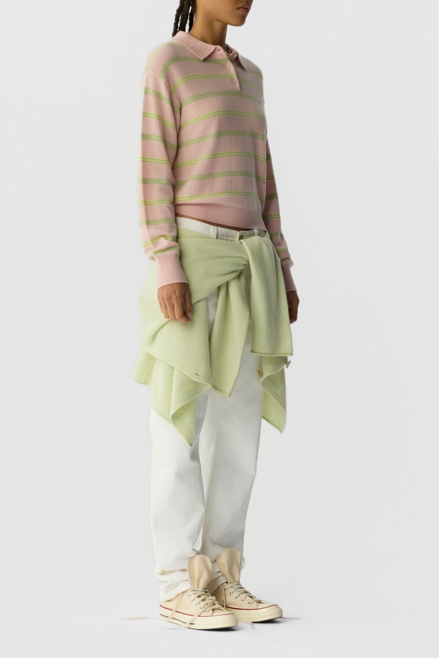 Collegiale streepjestrui in poederroze