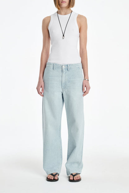 Wide leg jeans in washed pale indigo