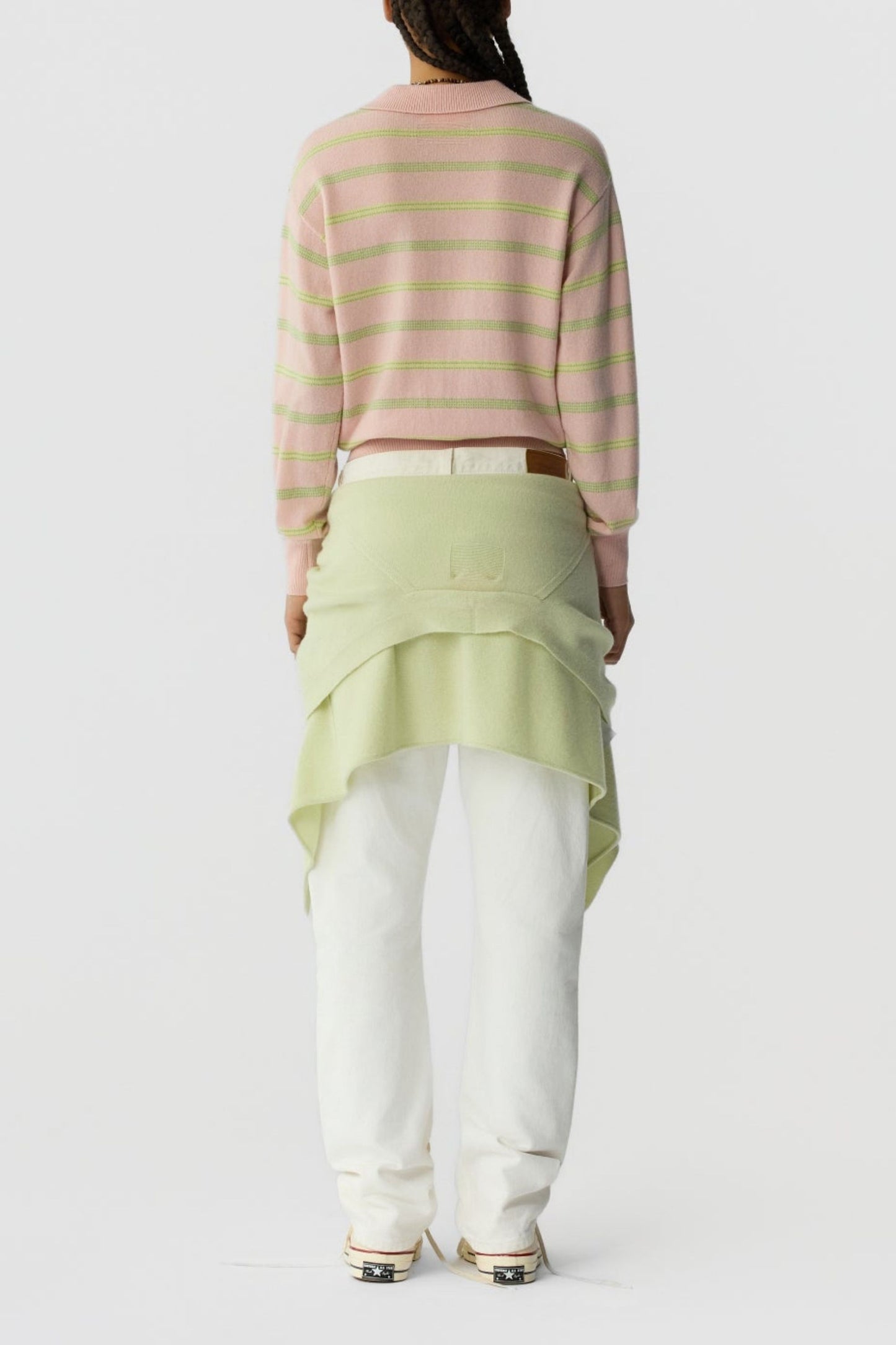 Collegiale streepjestrui in poederroze