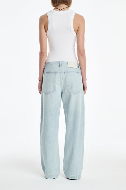 Wide leg jeans in washed pale indigo