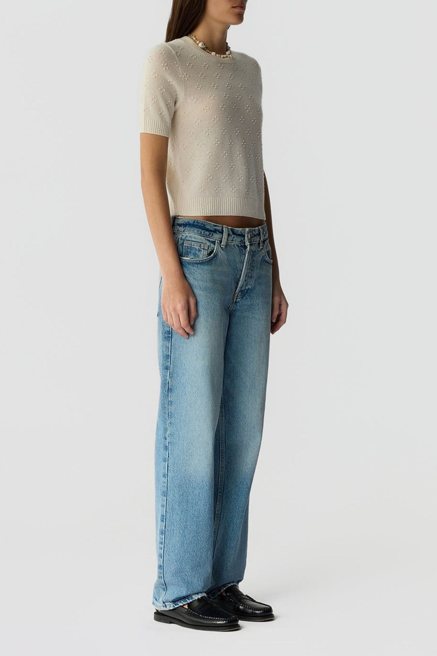 Compass knitted shirt in cream