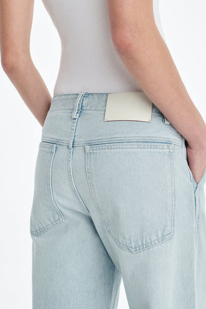 Wide leg jeans in washed pale indigo