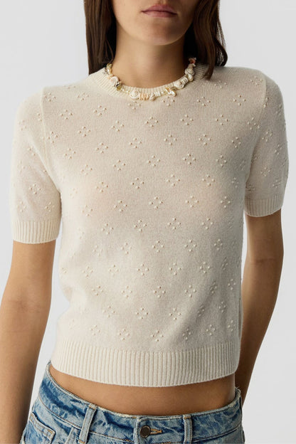 Compass knitted shirt in cream