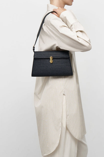 Tasche Symmetry in Raffia SchwarzSavette - Anita Hass