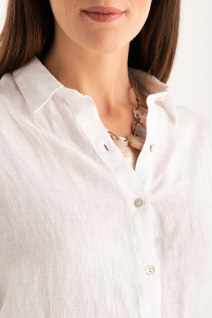 Bluse 3/4 in Solid White120 % Lino - Anita Hass