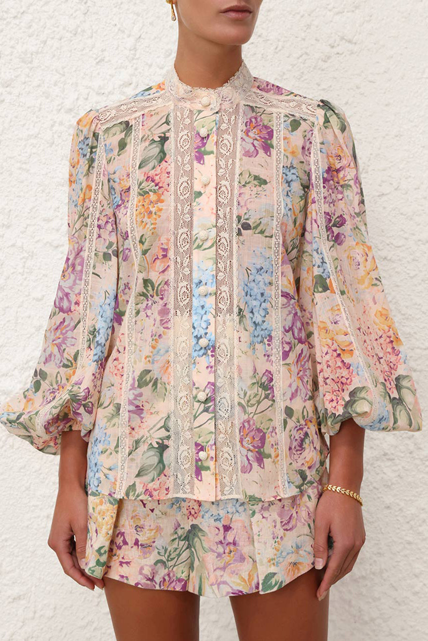 Bluse Halliday in Multi Watercolor FloralZimmermann - Anita Hass