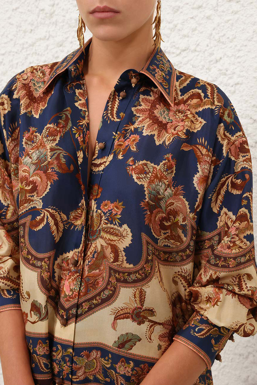 Camicetta Aster in blu navy stile giacobiano