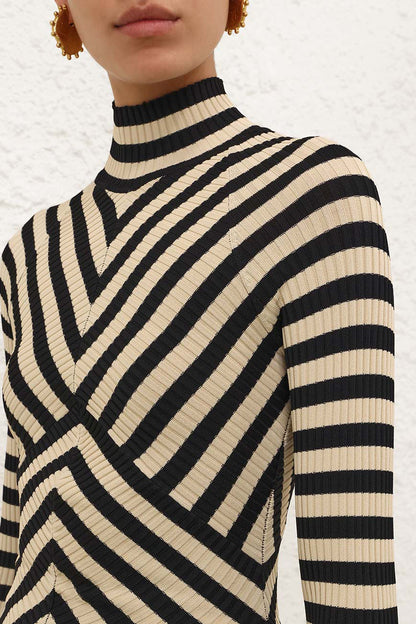 Valiant Deco Sweater in Black/Cream